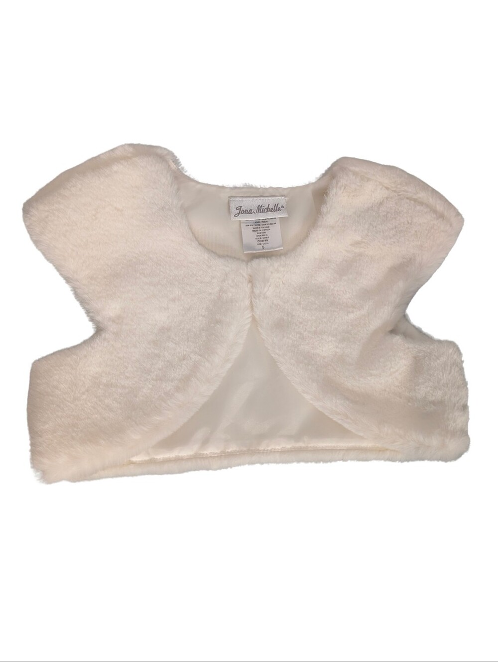 Jona Michelle White Faux Fur Bolero Shrug. Girl Size 5
